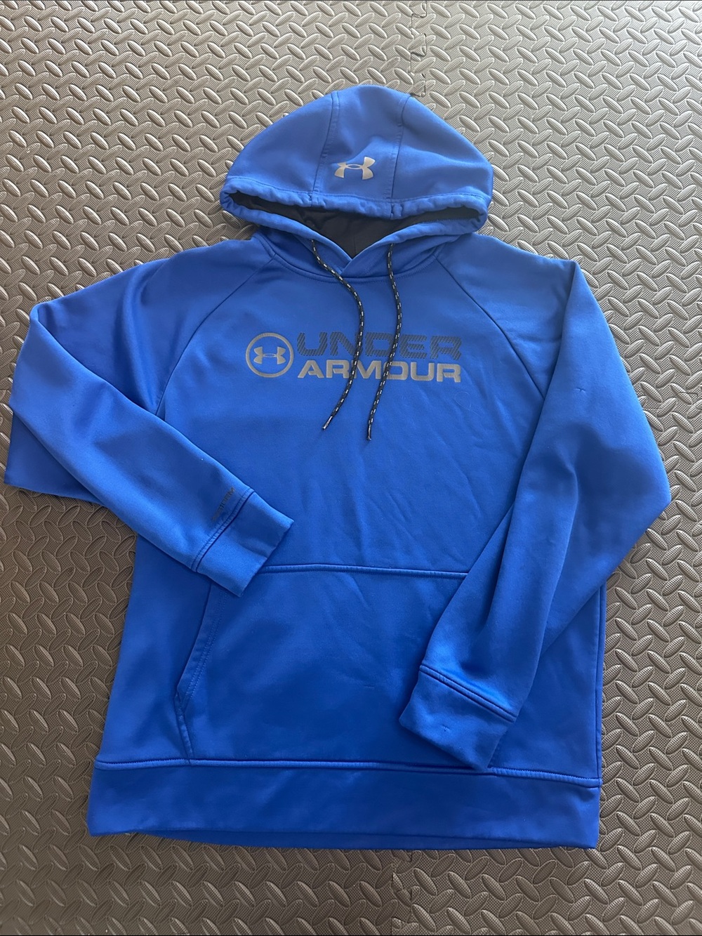 Under Armour Royal Blue Pullover Hoodie with Logo pit 22.5 length 27.5